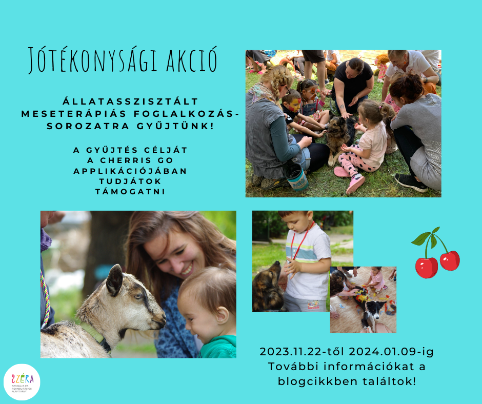 Jótékonysági akció: állatasszisztált meseterápiás foglalkozásra gyűjtünk a Cherris támogatásával.