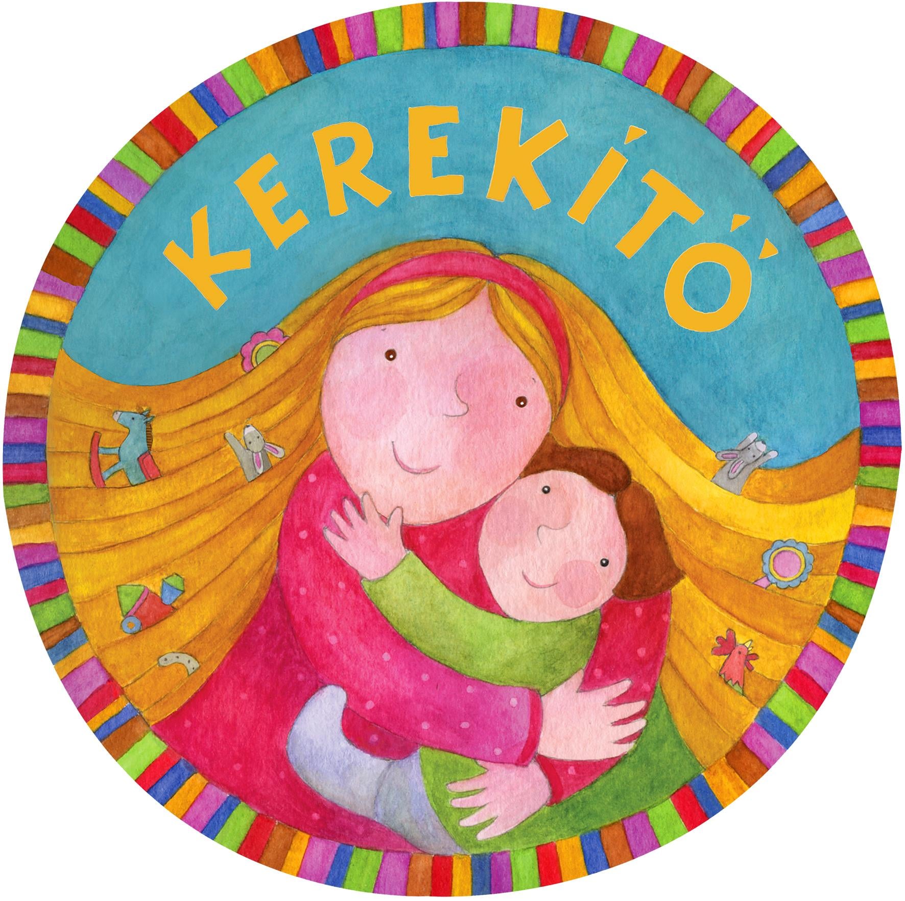 kerekítő logója, amely egy édesanyát ábrázól gyermekével az ölében.